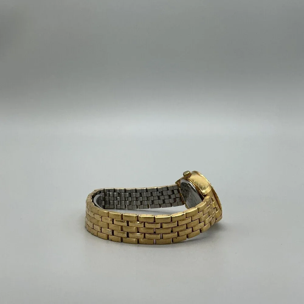Waltham Womens Watch 24mm Gold Tone Bracelet Crystal Bezel Date New Battery 7.5